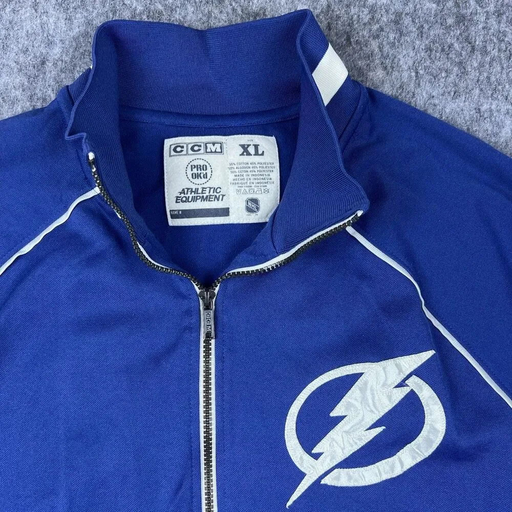 Vtg CCM Tampa Bay Lightning Men's Jacket Zip Up Stanley Cup 2004 Blue Size XL